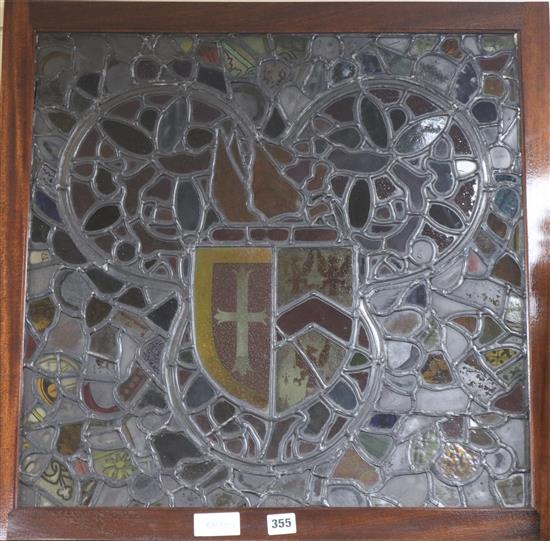 A Victorian stained glass heraldic panel